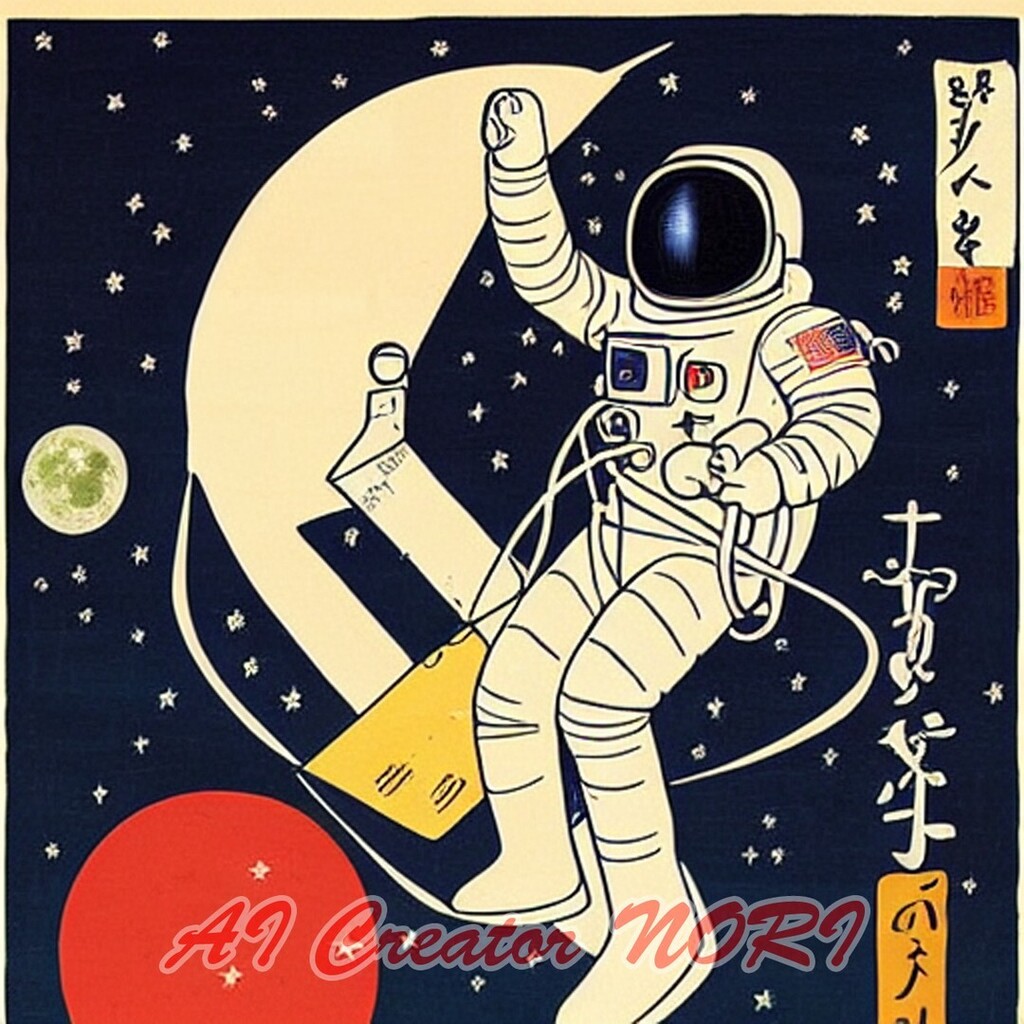 NoriCreator's tweet photo. 浮世絵風宇宙遊泳　その３
 #浮世絵 #浮世絵風 #宇宙飛行士 #宇宙遊泳 #ukiyie #ukiyoe #ukiyoe #astronaut #spacewalk https://t.co/JhN9bXy02R