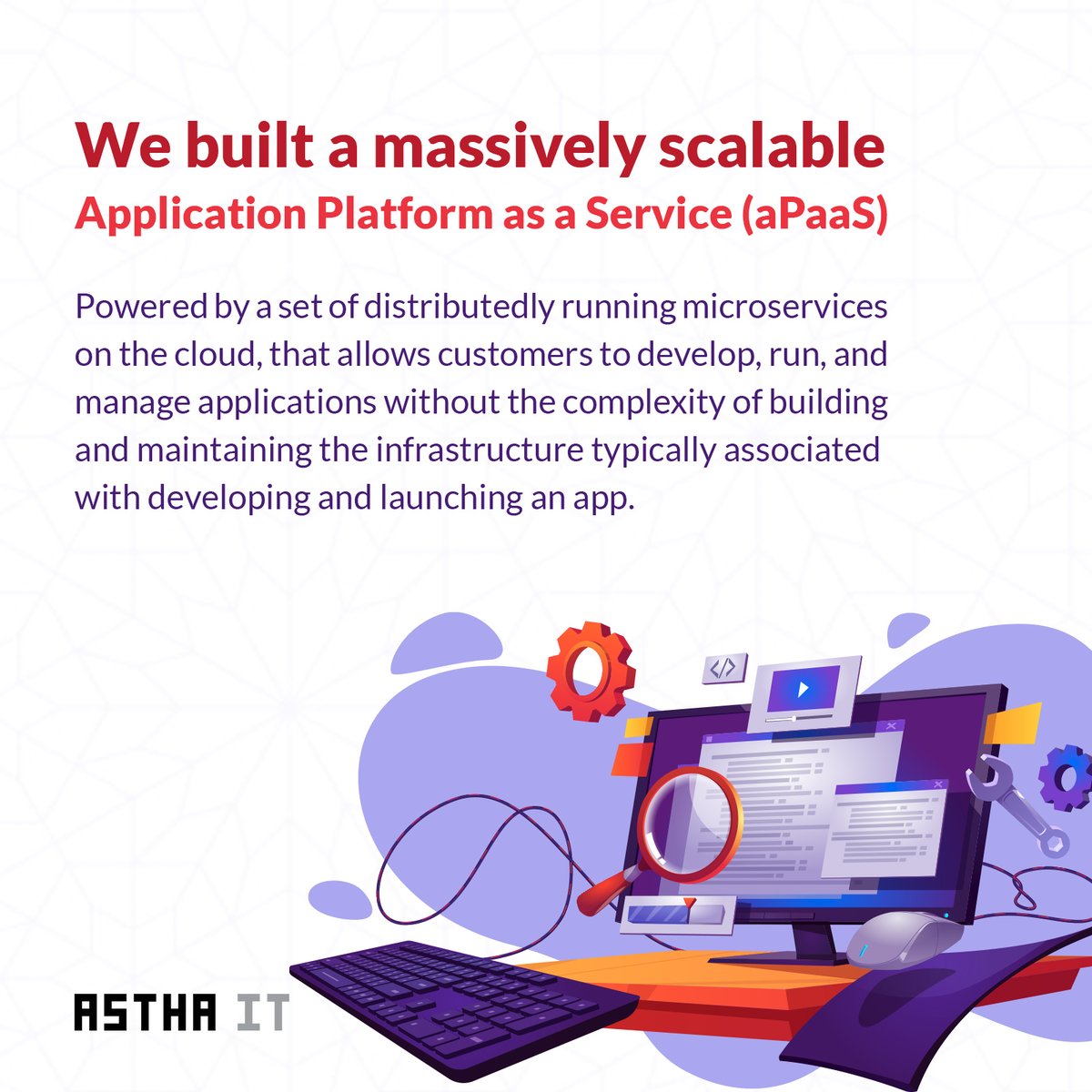 AsthaIT's tweet photo. This has been our greatest and most complex project so far.
Want to know more? Visit: https://t.co/O0t09pAejh
Want to build your product on top of our platform? Email to info@asthait.com
#AsthaIT #APaaS #PaaS #Microservices #DistributedPlatform #DistributedComputing #Cloud https://t.co/LTACmwaByp