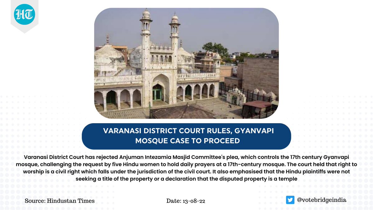 Check out today's Hot News.
1. Ex AIADMK MLA Raided in alleged corruption case in tamil nadu.
2. India-China Troops disengage at LAC Friction Point in Ladakh
3.Varanasi District Court rules, gyanvapi mosque case to proceed

Follow @VoteBridgeIndia for more hot news.