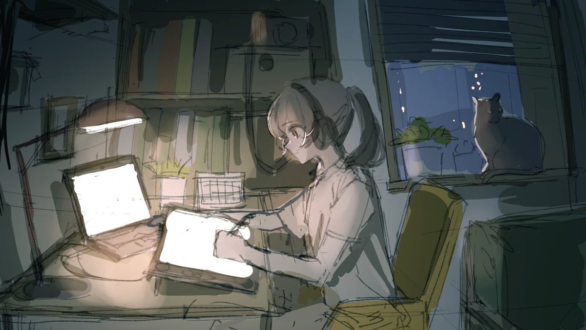 「絵を描いたり、勉強したりの作業用BGM動画作ってます、お楽しみに 」|そーたのイラスト