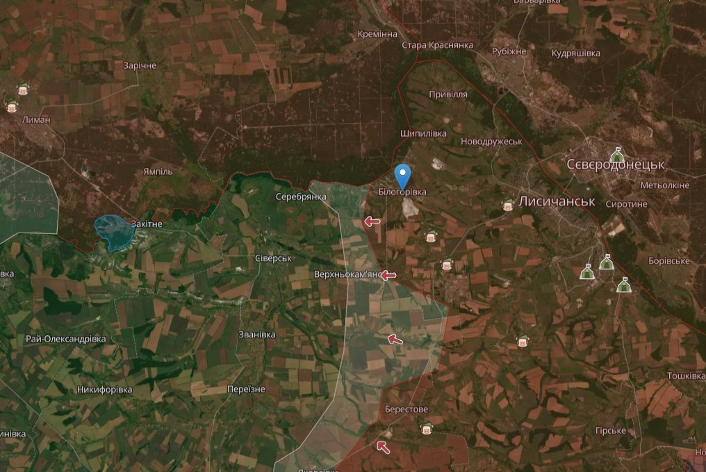 Mil_Report's tweet photo. Bilohorivka in Luhansk Oblast is under control of Armed Forces of Ukraine. 
#UkraineRussiaWar #UkraineWarNews https://t.co/HuizZkr3il