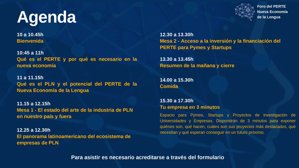 PERTE_Lengua's tweet photo. 📢Encuentro de empresas de Procesamiento del Lenguaje Natural (PLN): 

📅Miércoles, 28 de septiembre
⏰10-18 horas
 📍 Sede de la Universidad de Alicante (C/ San Fernando)

📩Inscripciones: https://t.co/YabStvumYt

🤝Colabora: @csmediterraneo 
 
#EcosistemaPLN
#PERTE_delaLengua https://t.co/O0d6y8wp8H