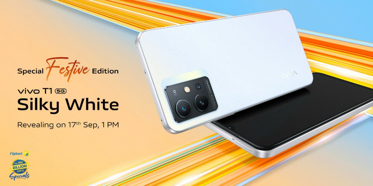 TechChennai's tweet photo. Vivo T1 5G in All-New Silky White color looks awesome - Special Festive Edition #vivot1 @Vivo_India https://t.co/s1S1A4Fb5W