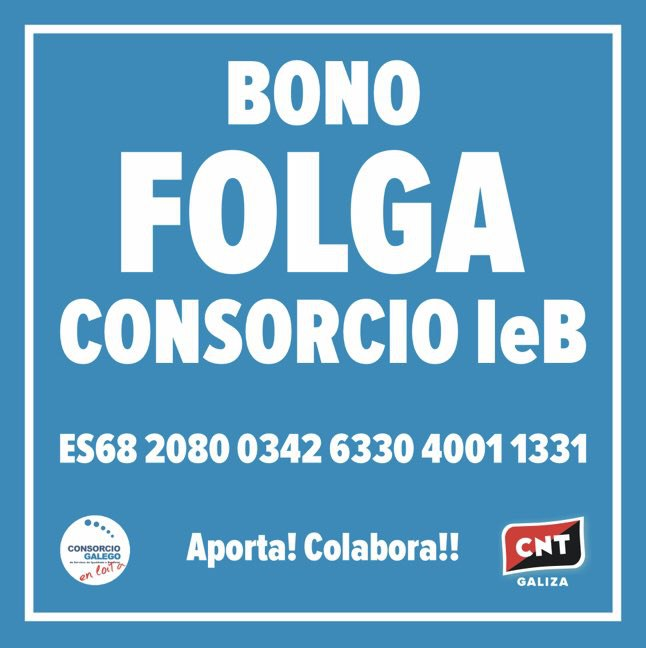 CNTsindicato's tweet photo. Una semana de huelga en el Consorcio Gallego de Igualdade e Benestar de la Junta y la
@cntgaliza afirma que continuará a pesar de los abusivos servicios mínimos.
Colabora con la huelga haciendo tu aportación solidaria. #xuntassomosmáisfortes #UniónAcciónAutoxestión #contacoaCNT https://t.co/OuDjrSWMXs