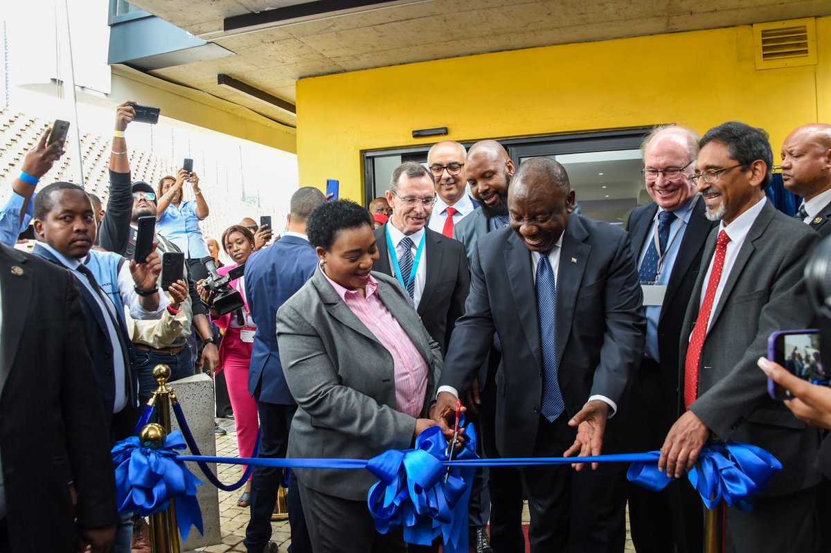 SAgovnews's tweet photo. [HAPPENING TODAY] President @CyrilRamaphosa officiates the cutting of the ribbon and unveiling of the plaque ceremony to mark the grand opening of #Metair’s R500 million manufacturing facility for automotive sector parts in KwaDukuza, KwaZulu-Natal #InvestSA https://t.co/TCBRCgJzui