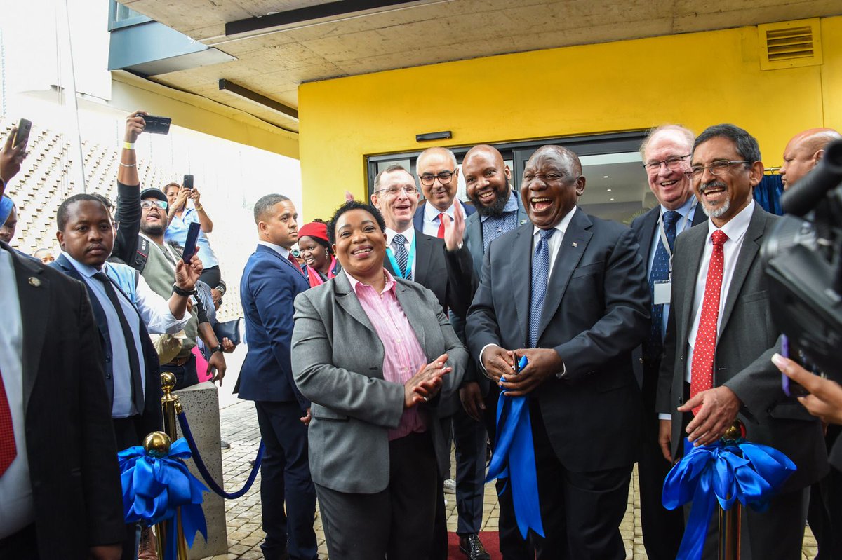 SAgovnews's tweet photo. [HAPPENING TODAY] President @CyrilRamaphosa officiates the cutting of the ribbon and unveiling of the plaque ceremony to mark the grand opening of #Metair’s R500 million manufacturing facility for automotive sector parts in KwaDukuza, KwaZulu-Natal #InvestSA https://t.co/TCBRCgJzui