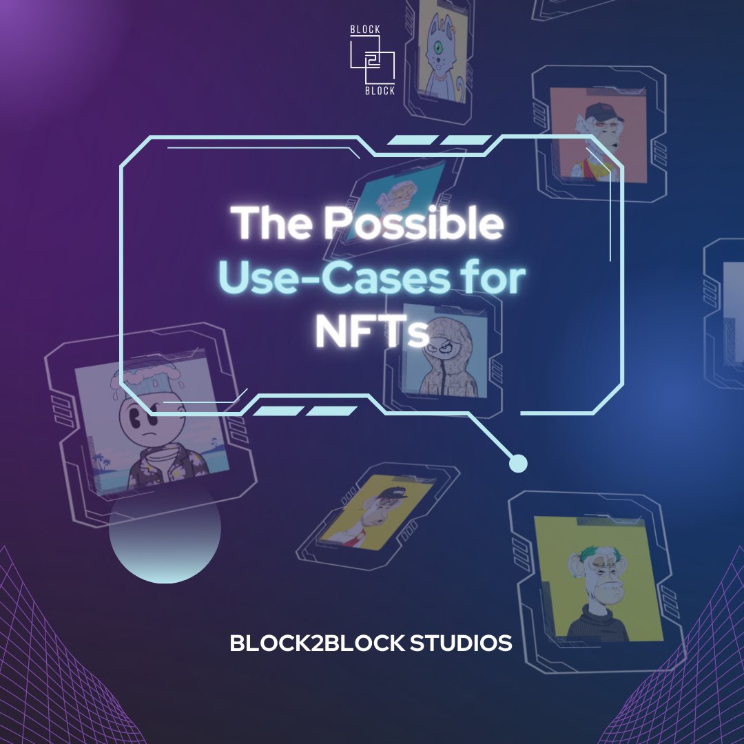 byebyemonks's tweet photo. Here are the possible uses for #NFTs:
-Digital art
-Collectibles
-Memberships and ticketing
-Games
-Dining
-Education
-Supply chain
-Customer experience
-Person to person trade

Facebook: Block2Block Community
Instagram: block2block.studios
Twitter: b2b_studios https://t.co/FK6MIwZEOz