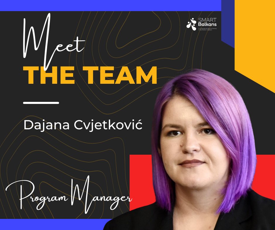 BalkansSmart's tweet image. This is Dajana Cvjetković, Program Manager at CPCD and Manager of the regional project SMART Balkans.
Colleagues and partners say that Dajana is persistent, tireless, and expects more and better from herself and others every day.
#SmartlyConnected