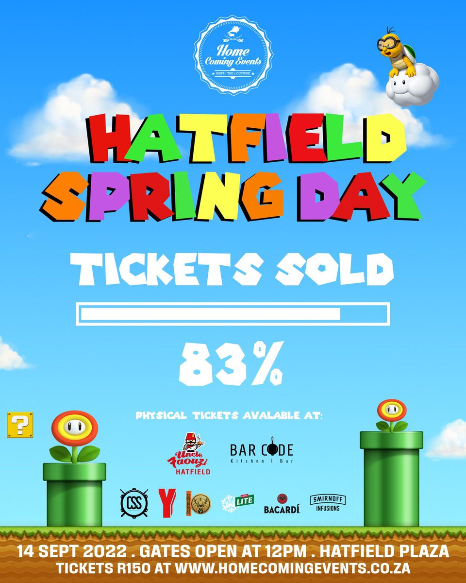 24 hours left before the games begin and 83% TICKETS SOLD OUT‼️ Make sure you secure yours to avoid disappointment 

AVAILABLE at Uncle Faouzi, Barcode OR at homecomingevents.co.za 

A Re Yeng, Ke Game 🚀🔥🤌