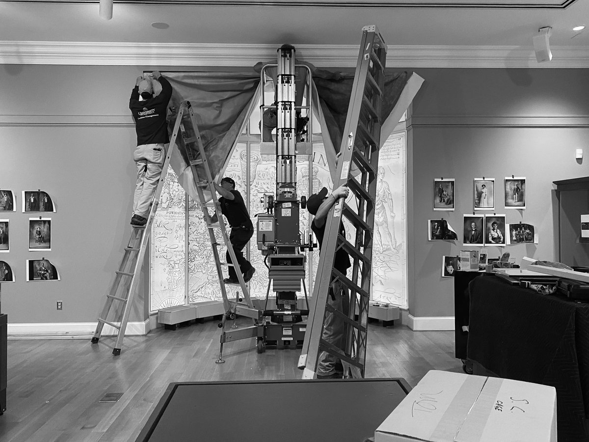 RareUVA's tweet photo. Behind the scenes for the final stretch of installation for #VisionsOfProgress, our new exhibition in partnership with @HolsingerPhotos 

Join us for the opening celebration on Thursday 9/22! Register for free tickets: https://t.co/2P8y2qU1dP https://t.co/W24rP9KqPX