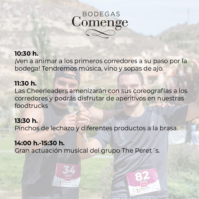 ComengeBodega's tweet photo. ¡No te pierdas todo lo que hemos preparado este fin de semana con motivo de la @riberarun! 

¡Actividades sábado y domingo! 

No te las pierdas.
#BodegasComenge #Comenge #BodegaFamiliar #Riberadelduero #curieldeduero #RiberaRunRace #running #riberarunexperience https://t.co/W0aLgtKCqJ