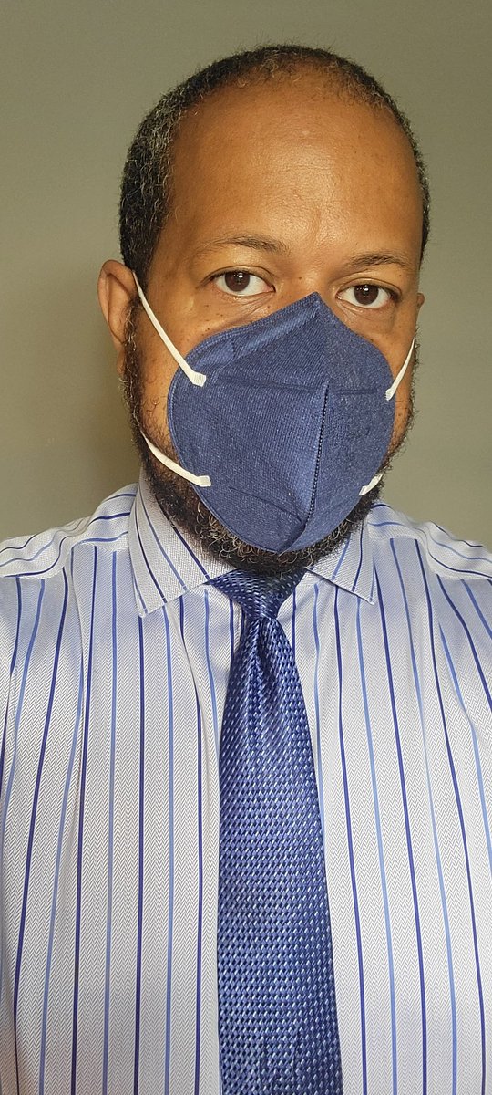 JoyfulRebelFilm's tweet photo. That moment where fashion and safety collide. NEVER envisioned I would ever coordinate a mask color with my shirt & tie but here we are!ππΏπππ· #bluemask https://t.co/N3aVMXRn4f
