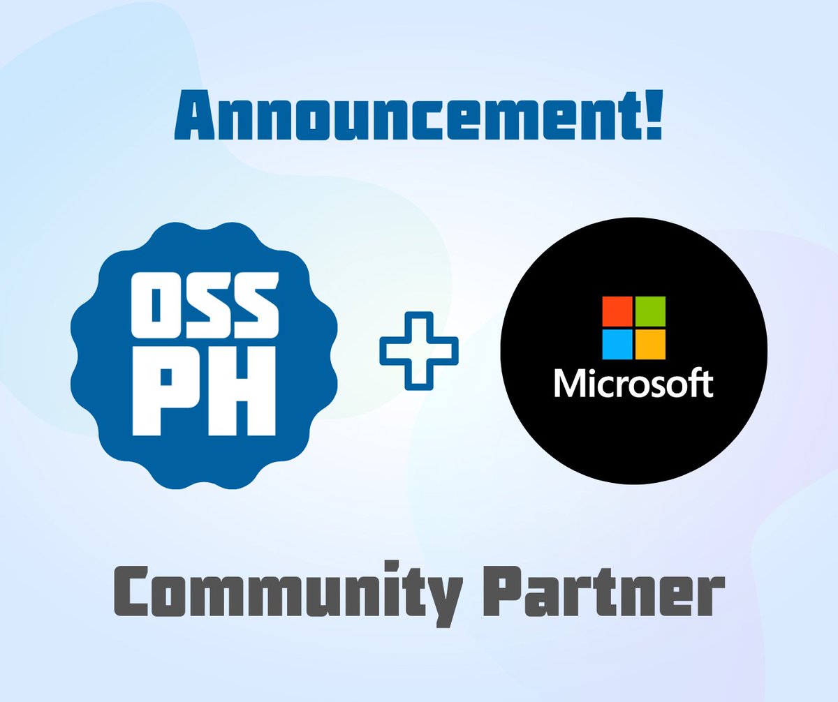 OSSPhilippines's tweet image. We are happy to announce that Microsoft Philippines is now one of our community partners! This wouldn't be possible without your support. This means more opportunity for our community to even grow and a step closer to our goals.❤️

#OSSPH #MicrosoftPh #OpenSource #OpenSourcePh