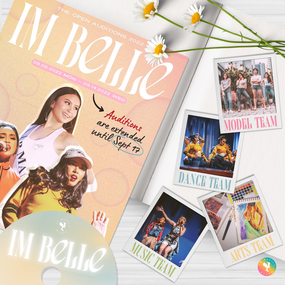 upmanilabelle's tweet photo. Guess what's 🫧 popping 🫧 up! 😳

IM BELLE Open Auditions 💽 is extended as we open our doors to all aspiring Bellas until 𝗦𝗲𝗽𝘁𝗲𝗺𝗯𝗲𝗿 𝟭𝟳, 𝟮𝟬𝟮𝟮 (Saturday) at 11:59 PM 🌼 https://t.co/vfLATFh8Tw