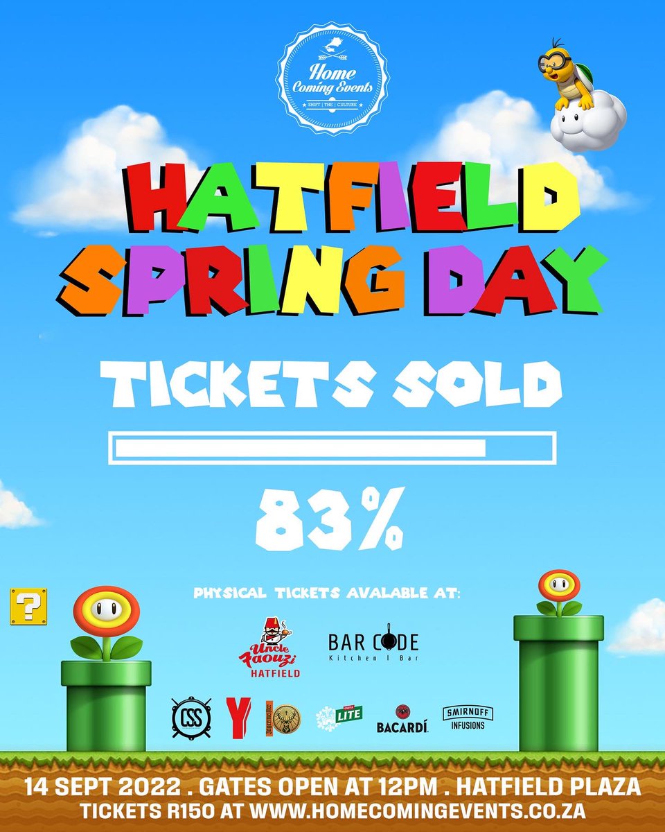 HomeComingEvent's tweet photo. Are you ready for some fun in the sun? 🌞Chilled drinks &amp; a great vibe are all you should be looking forward to for tomorrow’s #HatfieldSpringDay at Hatfield Plaza. 🥂
Tickets sold at Uncle Faouzi Hatfield, Barcode or https://t.co/PnDIz7jeln at R150.00 
Gates open from 12:00 😎 https://t.co/Sm8kWj6Xgk