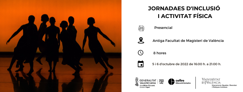 CEFIREambitINC's tweet photo. 📣Oberta inscripció!

➡️Jornades d'inclusió i activitat física: bones pràctiques educatives

📆 5 i 6 d'octubre de 2022

⏰ De 17.00 a 21.00 hores

📍En l'Antiga Escola de Magisteri de València

Tota la informació i inscripcions👇
🔗https://t.co/oBkhlpSqPP https://t.co/a1bUFQFK2s