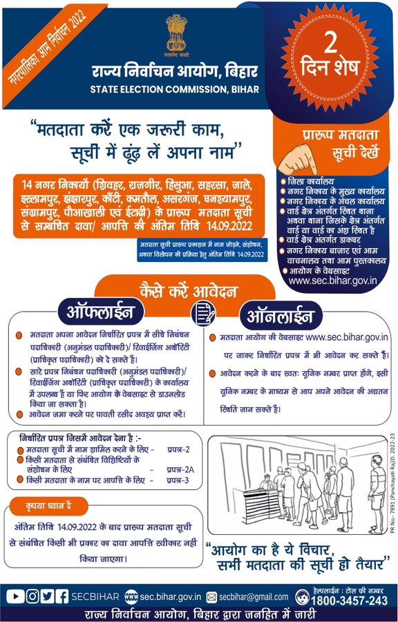UDHDBIHAR's tweet photo. मतदाता करें एक जरुरी काम,
सूची में ढ़ूंढ़ लें अपना नाम।
#BiharUrbanDevelopmentAndHousingDept
#UDHDBIHAR
#BiharStateElectionCommission
@IPRD_Bihar @SECBihar
@yadavtejashwi https://t.co/TqS0DVDDke