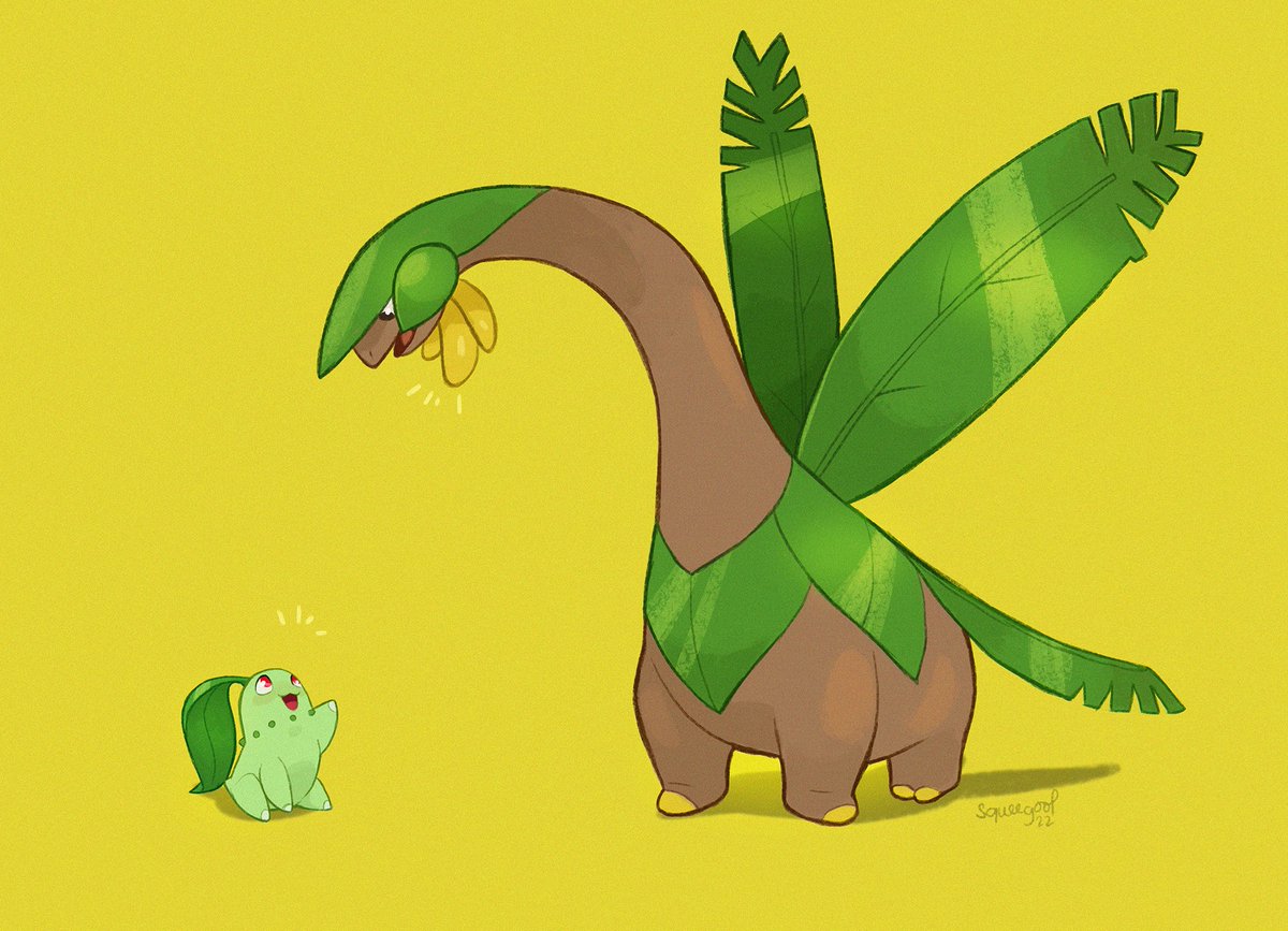 「can you see me? :3#chikorita #tropius#po」|Squeegool🏳️‍🌈 MAR 4-5 #KOMIKET2023のイラスト