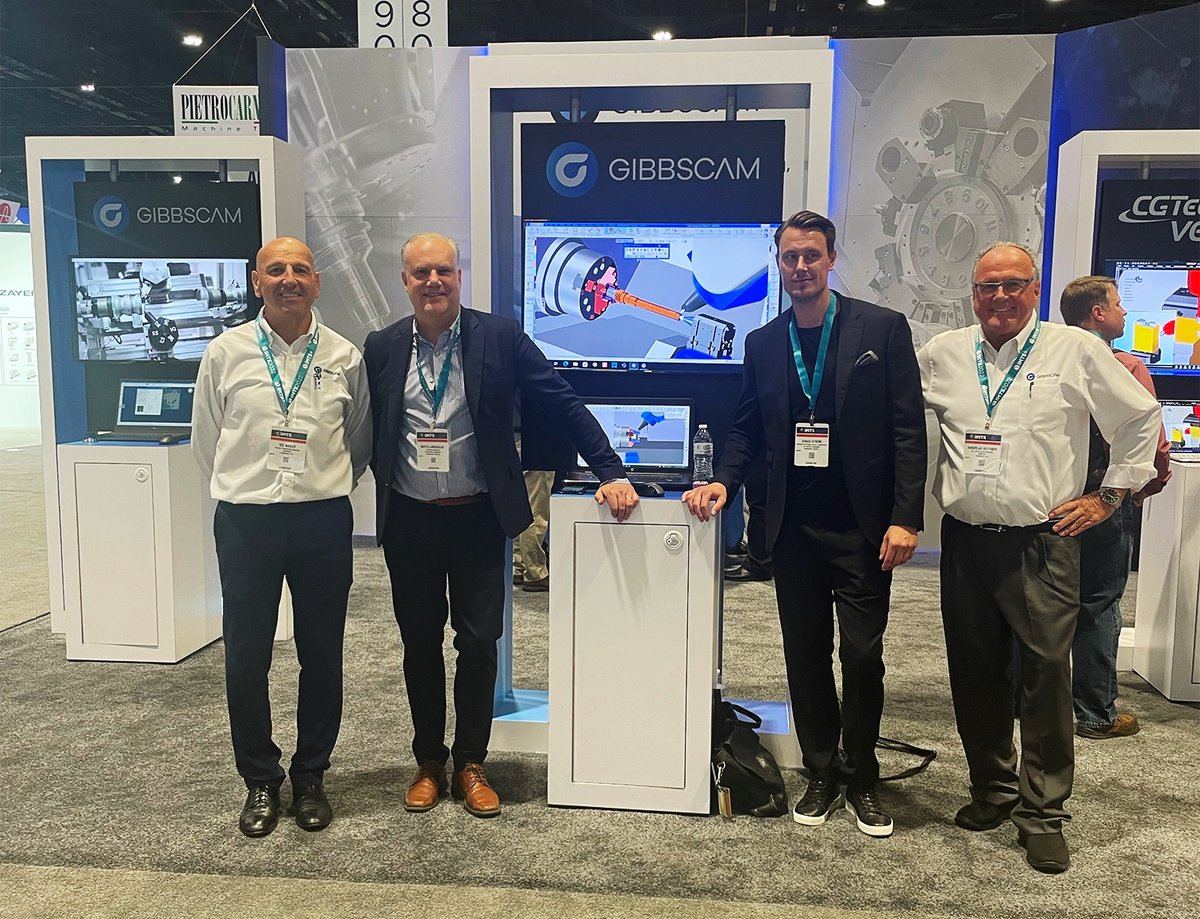 gibbscam's tweet photo. Day 2 of #IMTS2022 and we have been joined by Jonas Ström and Mats Lindeblad from @SandvikCoromant. The GibbsCAM team are waiting for you, so please stop by booth 338880 and see what we have to offer, including our sister companies #Cimatron, #TDMSystems, and #CGTech https://t.co/u24DGQOaxZ