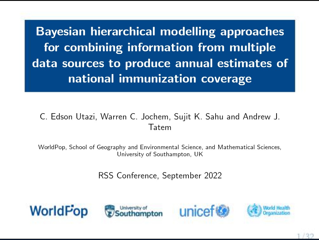 WorldPopProject's tweet photo. Research Fellow @Chigedson is @RSSAnnualConf presenting our new national #immunisation coverage methodology Background on this @WHO and @UNICEF funded #ZeroDose project:
https://t.co/Lqm3vJgOKH
#StatsMethods #BayesianModel https://t.co/LQIWBSV4Cl
