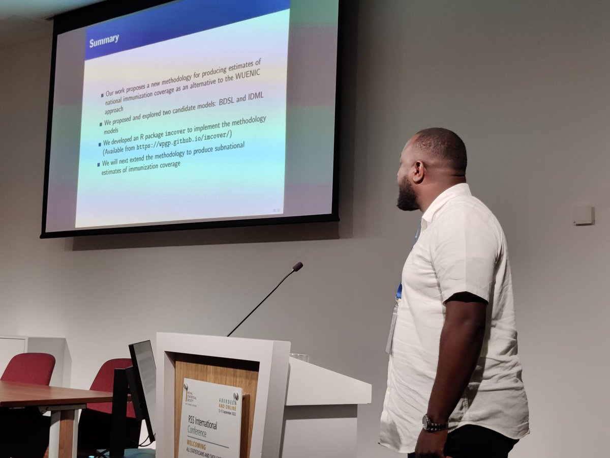 WorldPopProject's tweet photo. Research Fellow @Chigedson is @RSSAnnualConf presenting our new national #immunisation coverage methodology Background on this @WHO and @UNICEF funded #ZeroDose project:
https://t.co/Lqm3vJgOKH
#StatsMethods #BayesianModel https://t.co/LQIWBSV4Cl