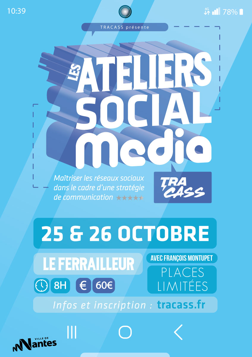 📱 Vous êtes musiciens, artistes, vous travaillez pour une asso, une structure culturelle et vous voulez mieux comprendre l'utilisation des réseaux sociaux, les ateliers Tracass sont de retour au Ferrailleur. 

📃 Au programme, un atelier "com digitale" de 8h.