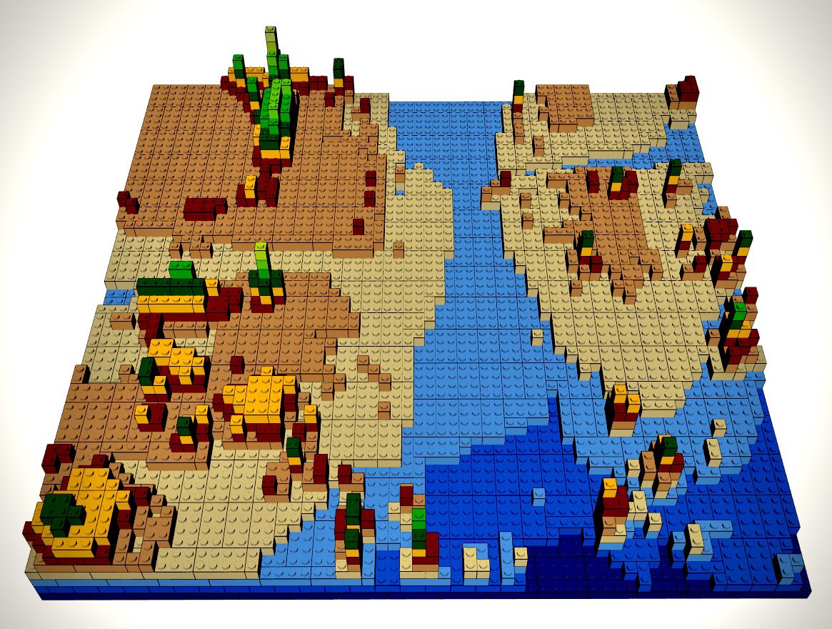 CSVerdel's tweet photo. Lego model of drone elevation data #brickr #rstats https://t.co/ClRea7AvVq