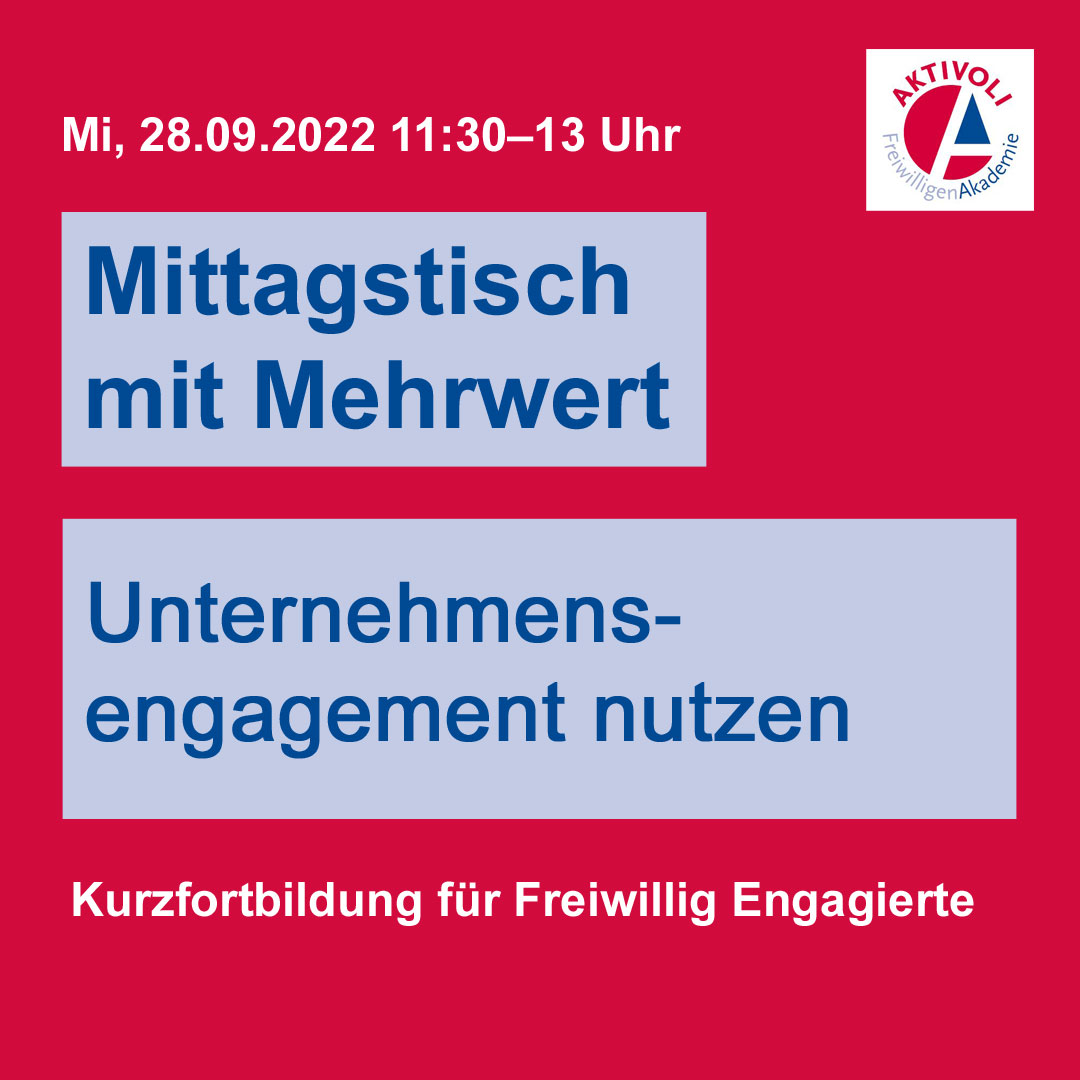 FW_Akademie's tweet photo. Nach der Sommerpause wieder da: der #MittagstischMitMehrwert! Am 28.09.22 mit Felix von Purpozed - Fehlende Kompetenzen und zu wenig Personal im Verein? Unternehmensengagement nutzen!!

Hier geht's zur Anmeldung: https://t.co/PxnOZd9Lt1 https://t.co/n1zlGCl3nW