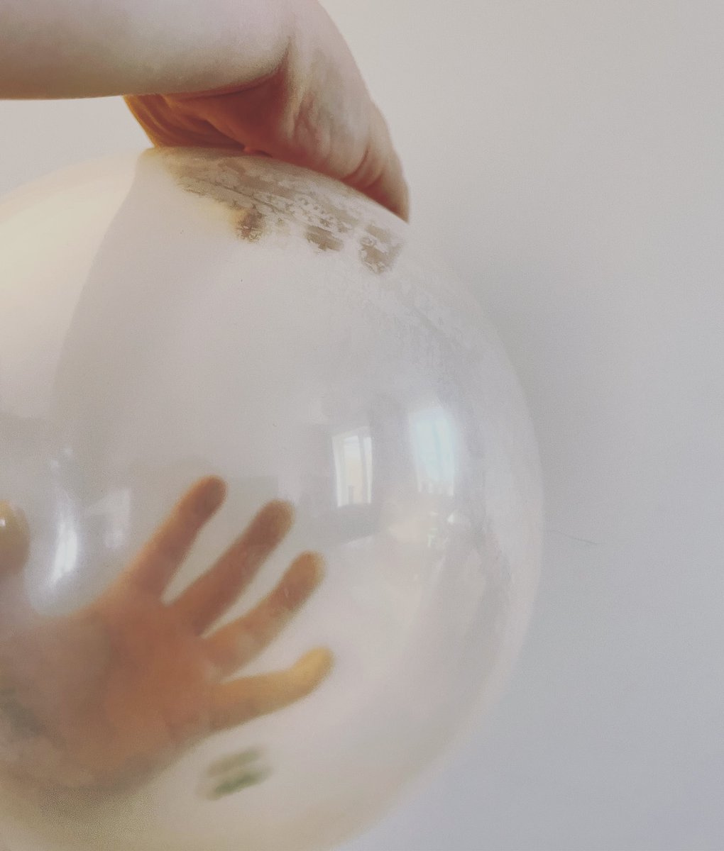 Centripetal force experiment! 

Small bear put a metal nut inside a balloon &amp; shook it. The nut followed a curved path &amp; kept going after he stopped shaking it. (In Newtonian mechanics, gravity provides the centripetal force causing astronomical orbits.) 

Thanks <a href="/LetterboxLab/">Letterbox Lab</a>
