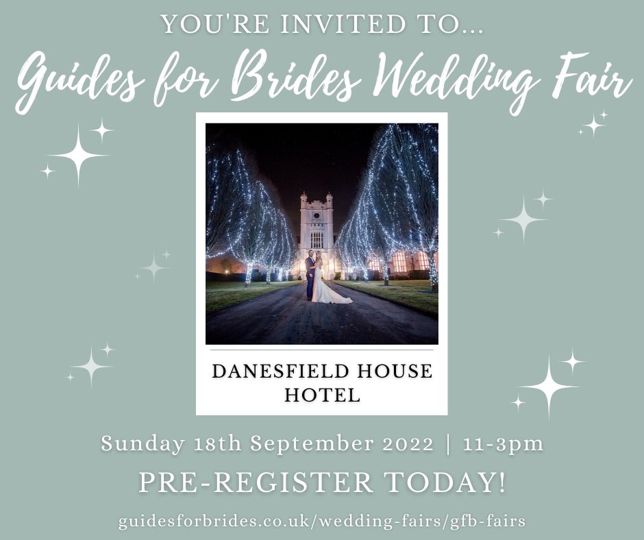 Only 5 days to go until our Wedding Fair!
If you’re planning the kind of wedding that’s only seen in fairytales, you’re looking at the right place! 
Join us on Sunday 11am-3pm. To register guidesforbrides.co.uk/wedding-fairs/… #weddingday #marriage #bride <a href="/GuidesForBrides/">Guides For Brides</a> #weddinginspiration