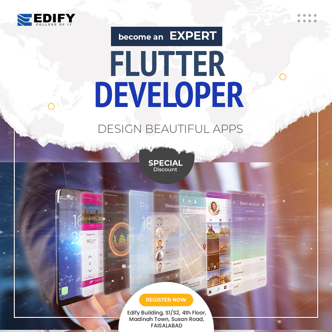 EdifyCIT's tweet image. This course is for complete beginners.
Register Now and Grab Your Seat.
For More Details
📞0322 872 10 10
#fluttertutorial #fluttergetxapp #whatisflutter #flutteruidesign #ecommerceapp #fluttervsreactnative #flutterweb #flutterui #crossplatformdevelopment #edifycit #edifygroup