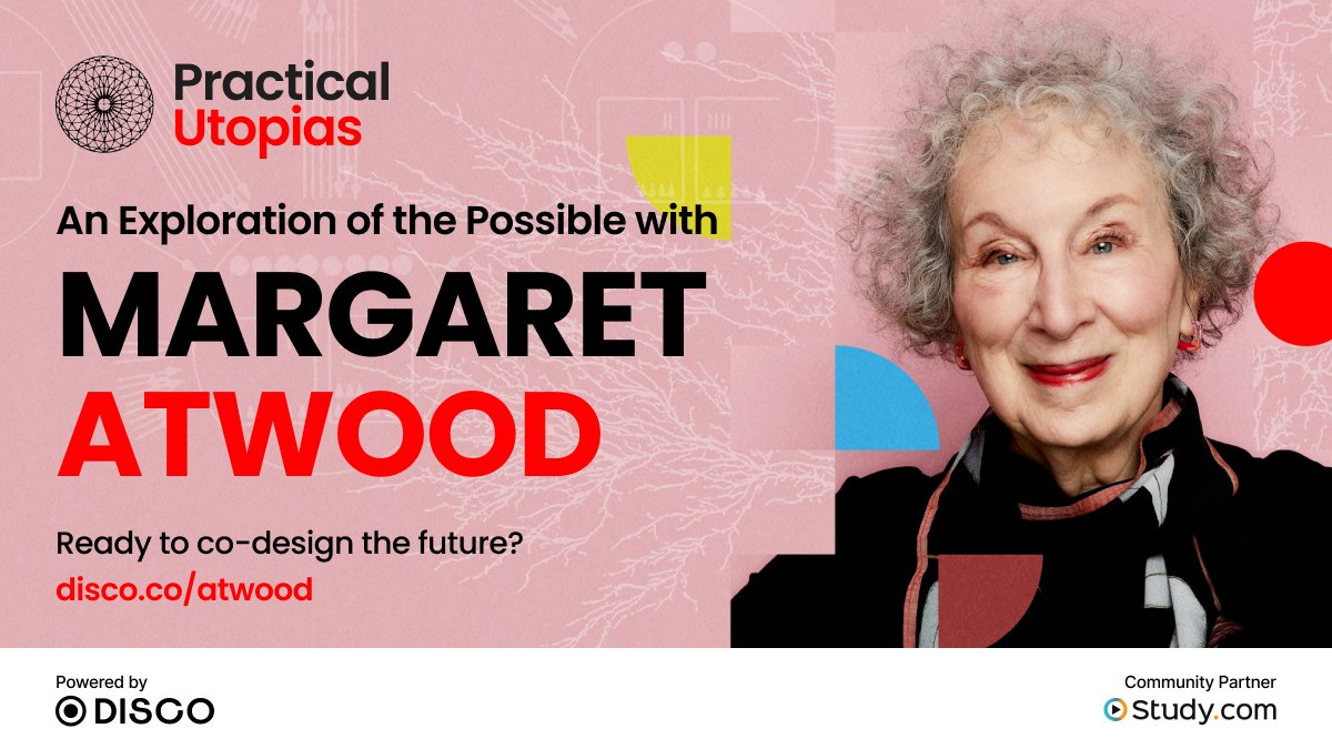 Studydotcom's tweet photo. We’re excited to be a community partner for @PracticalUtopia with @MargaretAtwood on @Discolearn, starting in one week (September 20)!

This 8-week, virtual, collaborative experience discusses how to design a better future. There’s still time to join us ➡ https://t.co/WnfBw8aDp9 https://t.co/nL7vQpVOhU