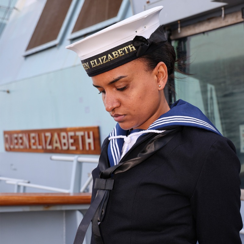 RoyalNavy's tweet photo. Royal Navy personnel paused to remember Her Majesty Queen Elizabeth II as they took part in memorial services across the country.