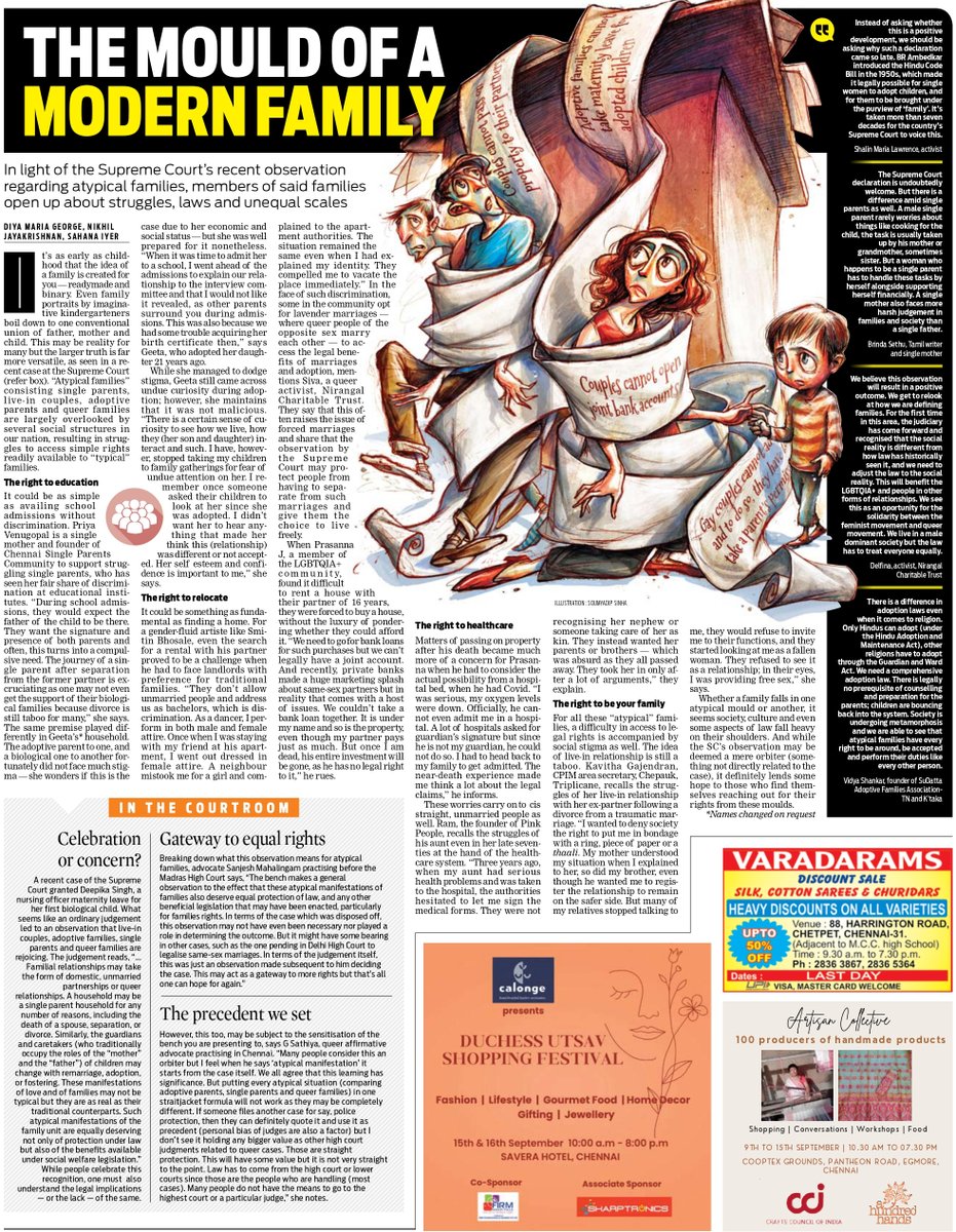 In light of the recent #SupremeCourtOfIndia  observation about atypical #families, members of said families open up about their experiences. 
<a href="/NewIndianXpress/">The New Indian Express</a> <a href="/xpresstn/">TNIE Tamil Nadu</a> <a href="/DiyaMaG18/">Diya Maria George</a> @Nikhiljtnie <a href="/SahanaIyer5/">Sahana Iyer</a> 
#SupremeCourtruling #law 

Click here to read: bit.ly/3B6Ajp4