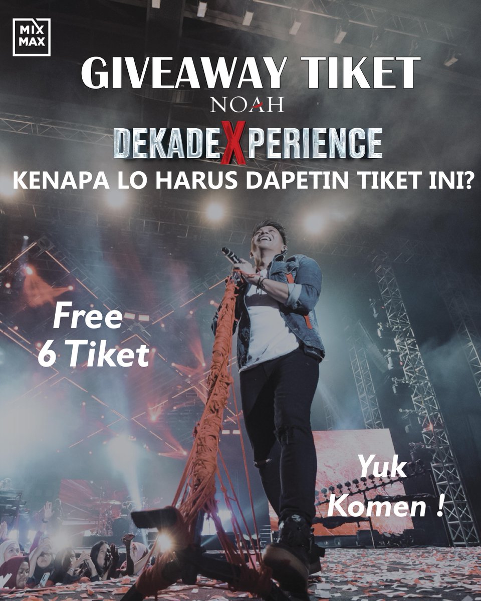 MAXBRO mau tiket konser NOAH ? 
Langsung saja Jawab " KENAPA LO HARUS DAPETIN TIKET INI? "

Tapi sebelumnya lo mesti ikutin mekanismenya dulu nih, liat langsung di IG @Mixmax_Vodka ya MaxBro !