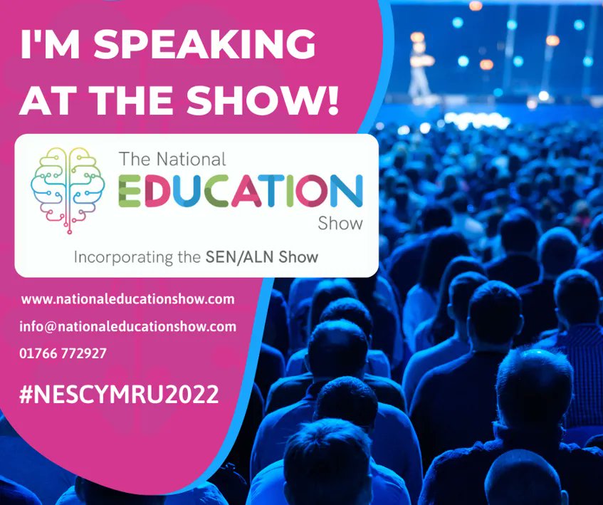 Join <a href="/frederika_r/">Frederika Roberts | Whole School Wellbeing</a> at the National Education Show on 7th October in Cardiff! 
For FREE tickets and info, go to: buff.ly/3NeIDHI &amp; buff.ly/3wuUiM0
#NESCYMRU2022 #wholeschoolwellbeing #edutwitter #education #educationwellbeing #eduCPD #schoolCPD