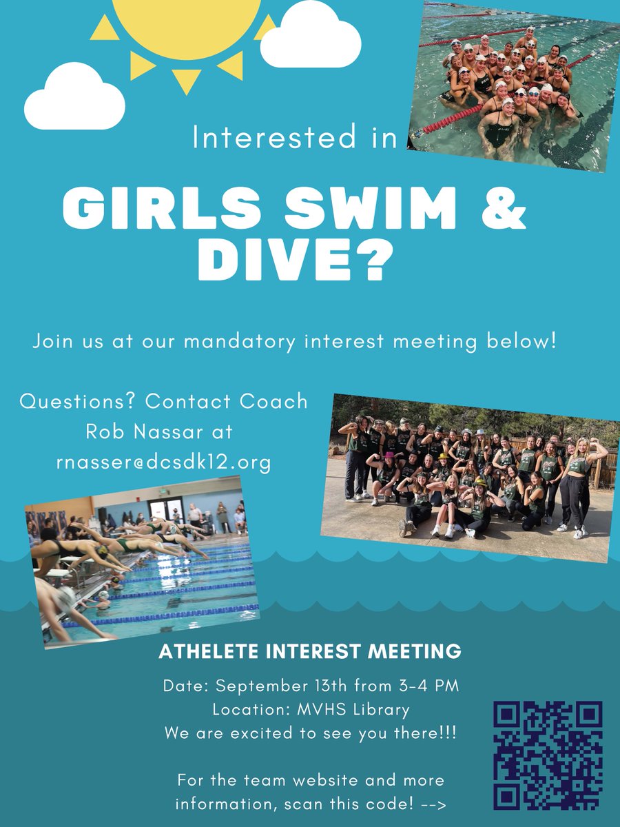 If you’re interested in swimming or diving for Mountain Vista this season, be at the mandatory athlete meeting today at 3 in the MV Library!