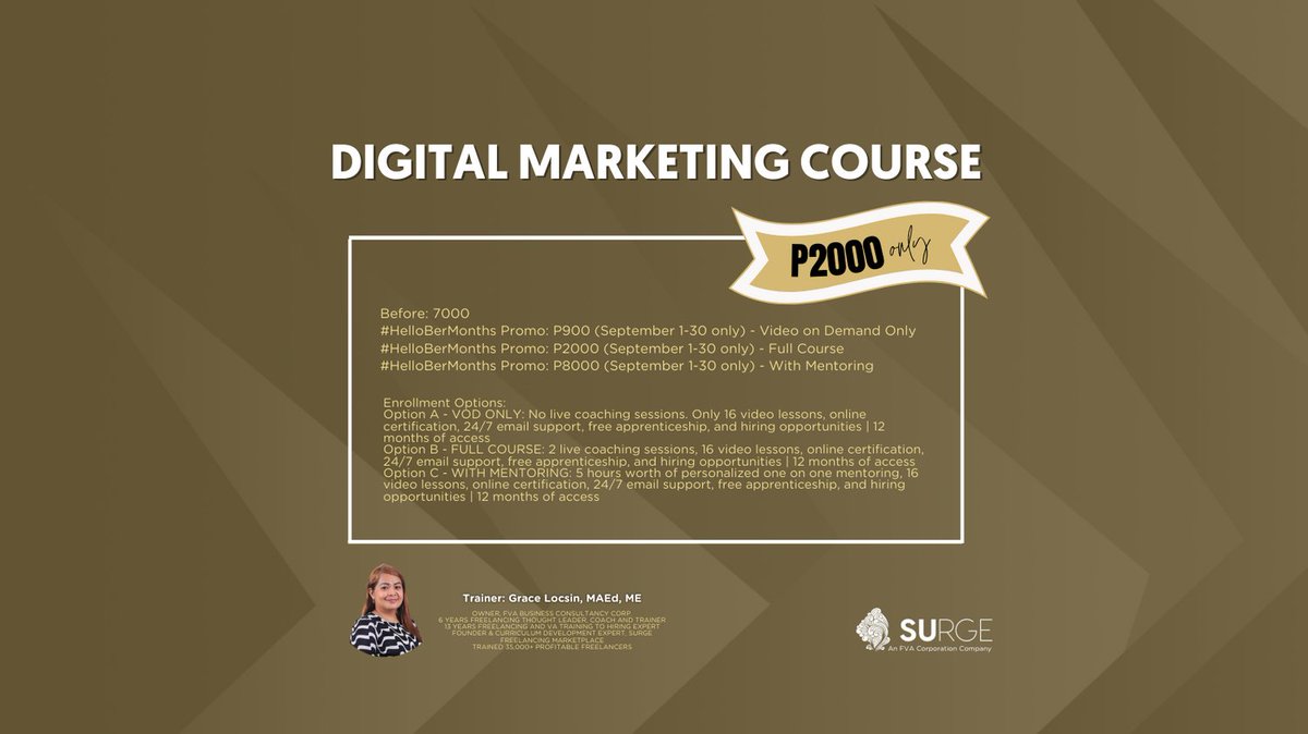gracelocsinph's tweet photo. DIGITAL MARKETING COURSE
PM to get started! π
#surgemarketplace
#onlineaccountingcourse https://t.co/XsP9mZ0nk1