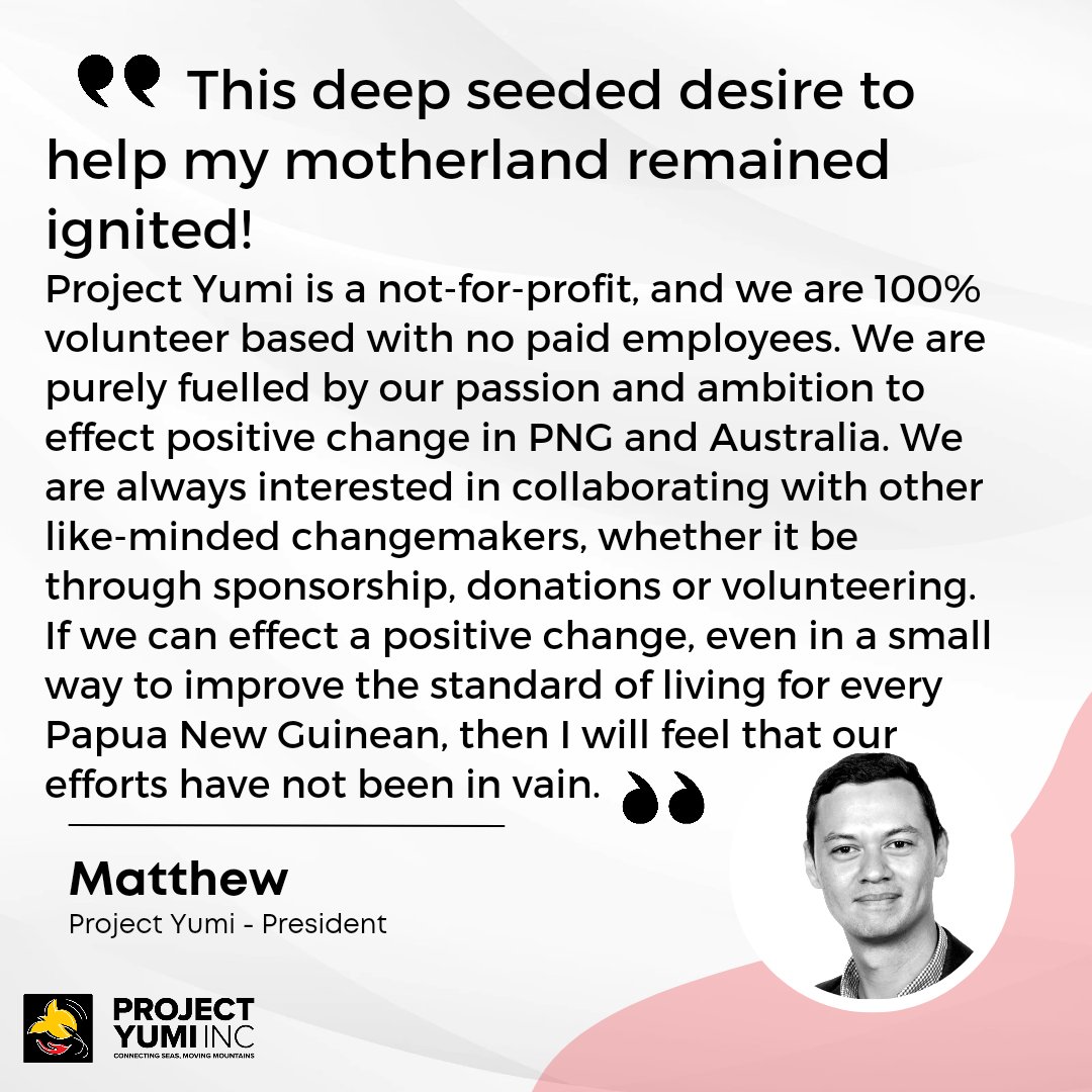 projectyumiinc's tweet photo. Why is Project Yumi President, Matthew, on fire and passionate about helping Papua New Guineans and our future generations?

See his full post on Linked In by clicking the link below

https://t.co/16Xgr8L3Oz https://t.co/V3zoeQucS5