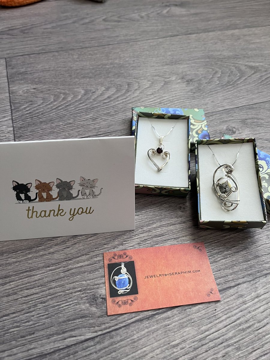 Thank you so much my jewellery arrived today and was packaged so nicely also. So excited to wear them out soon <a href="/setzacat/">rescue Angel kitty & Cloud Setzer ( 🌈)</a> :)