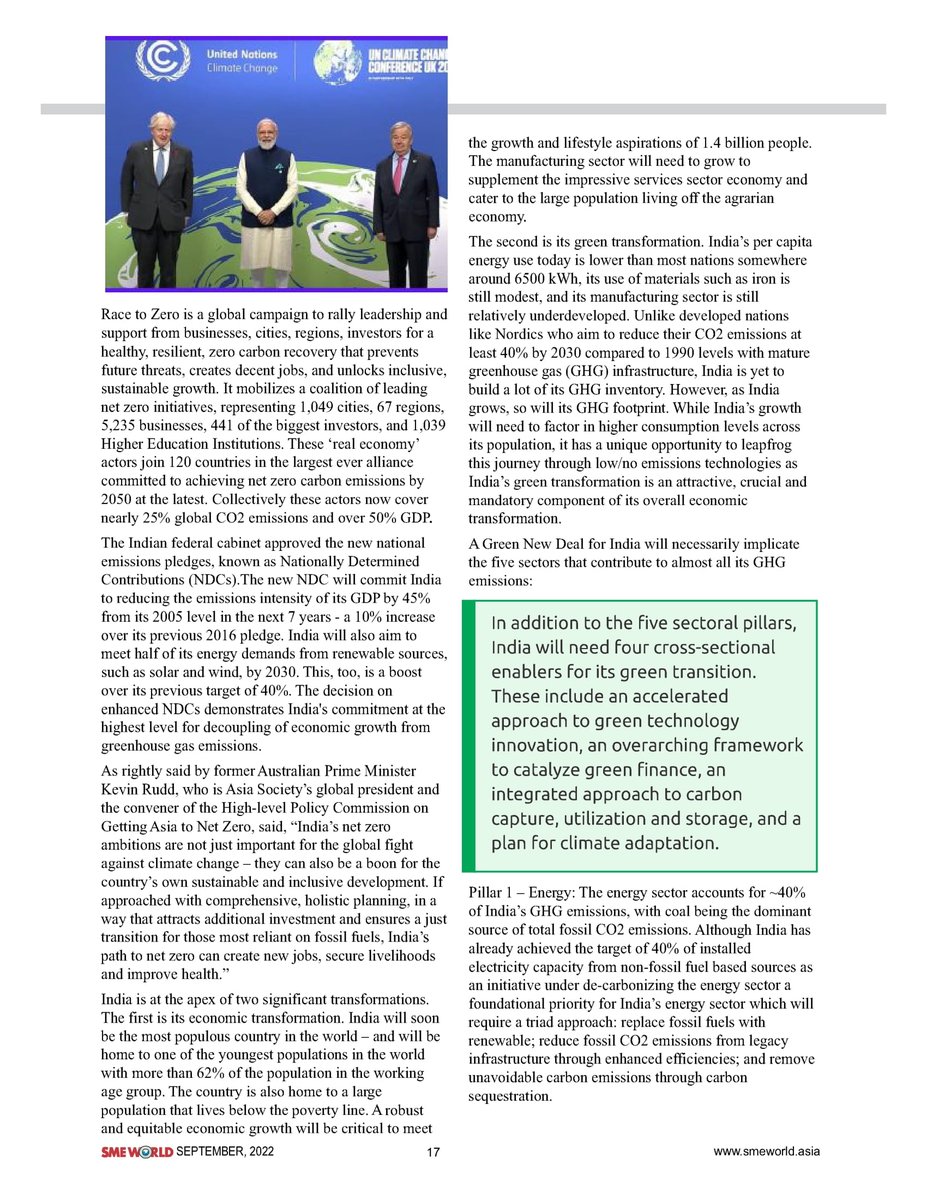 IndiaWaterFoun1's tweet photo. Dear Friends, @drarvindkumar1 latest article on 'Metamorphosing into a net zero Economy?' published in #SMEWorld Magazine, Vol. XV, No. 09, Sept 2022 issue. Please feel free to share your comments and suggestions for improvement. Click here https://t.co/5gx2fxmBBw https://t.co/SO8vRa9CiL