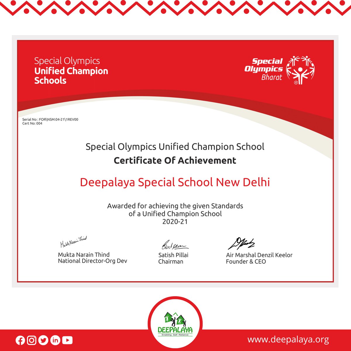 deepalayadelhi's tweet photo. We are happy to share that our #Sambhav Center for specially-abled children has been awarded as the Special Olympics Unified Champion School for its standards and performance. The award has been presented by #SpecialOlympicBharat.
#deepalaya #deepalayango #children #award https://t.co/7AMqu8l19P
