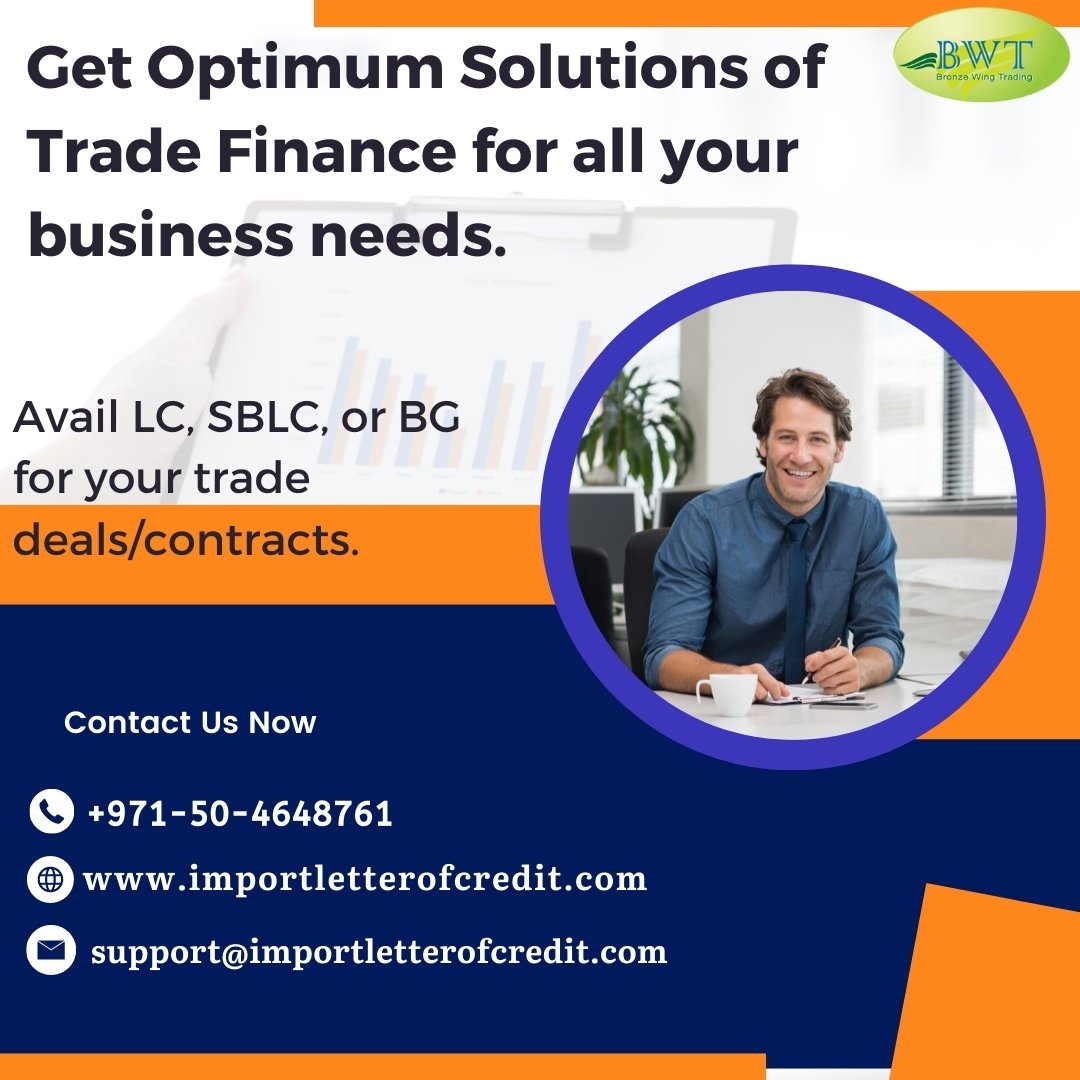 Get Optimum Solutions of Trade Finance for all your business needs. Avail LC, SBLC, or BG for your trade deals or contracts. Contact us Now: importletterofcredit.com

#TradeFinance #InternationalTradeFinance #FinancialInstruments #BankInstruments #Dubai #UAE #USA #SouthAfrica #UK