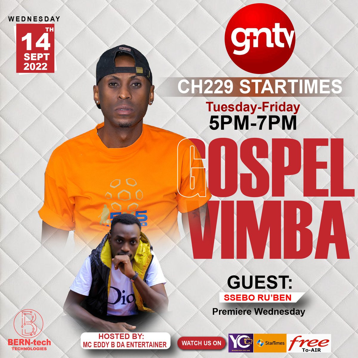 SseboRuben's tweet photo. Hi fam... tomorrow I'll premiere my latest video #MUHAME on @gntvug on the #GospelVimba show hosted by the amazing @McEddy_B between 5 & 7pm... please tune in if you canππ½ππ½ππ½one love ππ½
I am @SseboRuben outta @flashy_arts
https://t.co/M7E0eVpRvh https://t.co/a0B5X8Zd3w