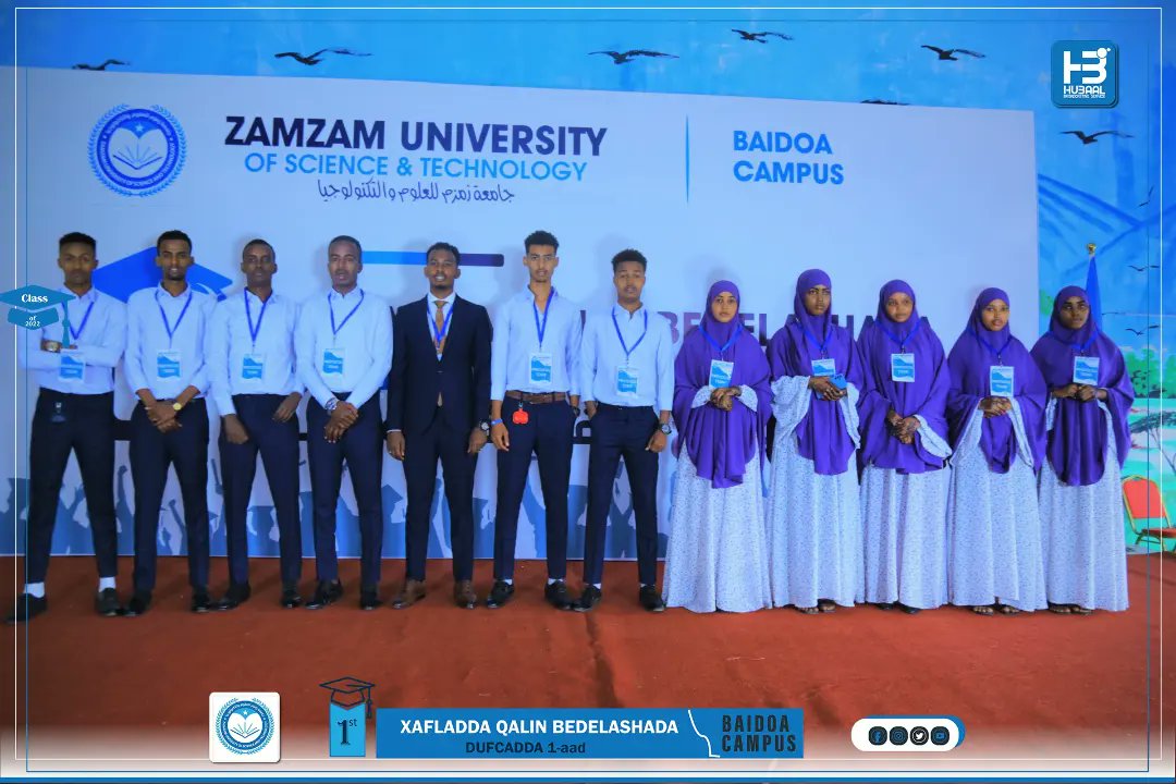 Hubaalbs's tweet photo. Waxaa goor dhow si toos ah inoogu bilaaban doona Xafladda Qalinjabinta Jaamacadda Zamzam University of Science and Technology - Baidoa Branch
#Dufcadii #1aad
#Classof2022
📷 @Hubaalbs https://t.co/tscLdg5b3w