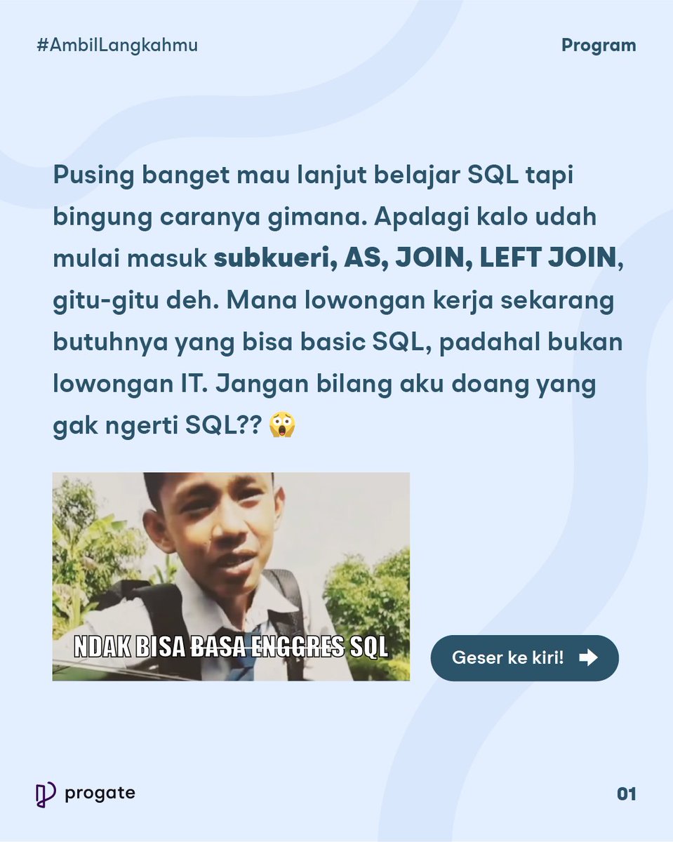 readysetcodeid's tweet image. Lowongan Non-IT tapi diminta skill SQL dasar?
Udah banyak banget!
Yuk lah belajar SQL dari nol banget, cuman modal 20ribu.
Di sini ya: bit.ly/sqlfundamental…
#sql #sqlworkshop #belajarsql #belajarcoding