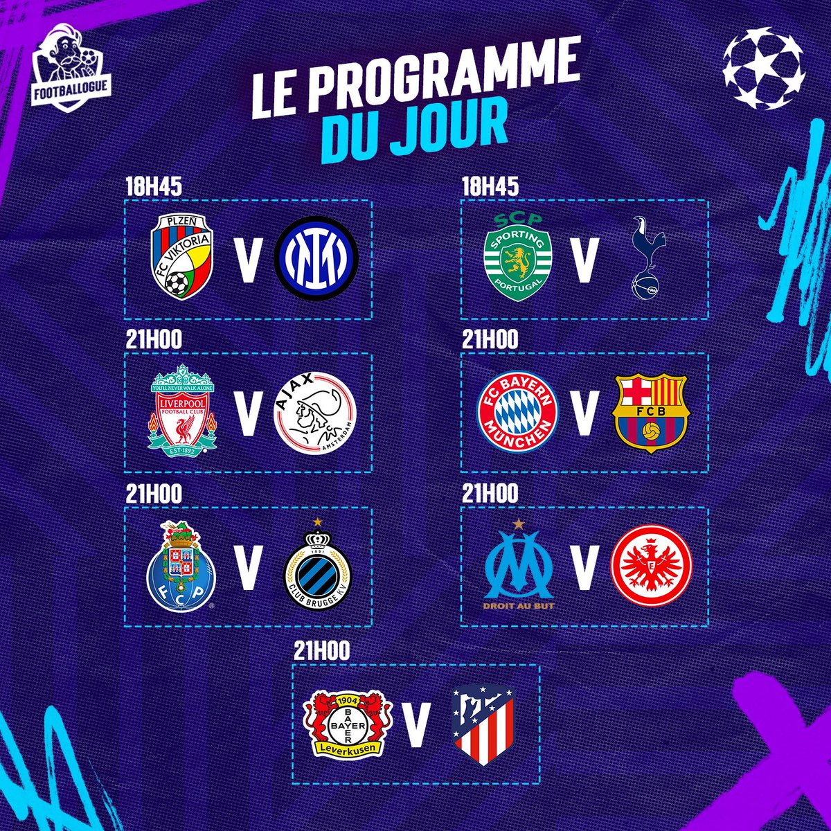 Footballogue's tweet photo. 🔥 Jour de Champions League !

Quel(s) match(s) allez-vous suivre aujourd’hui ? https://t.co/w9wcBhqPIT