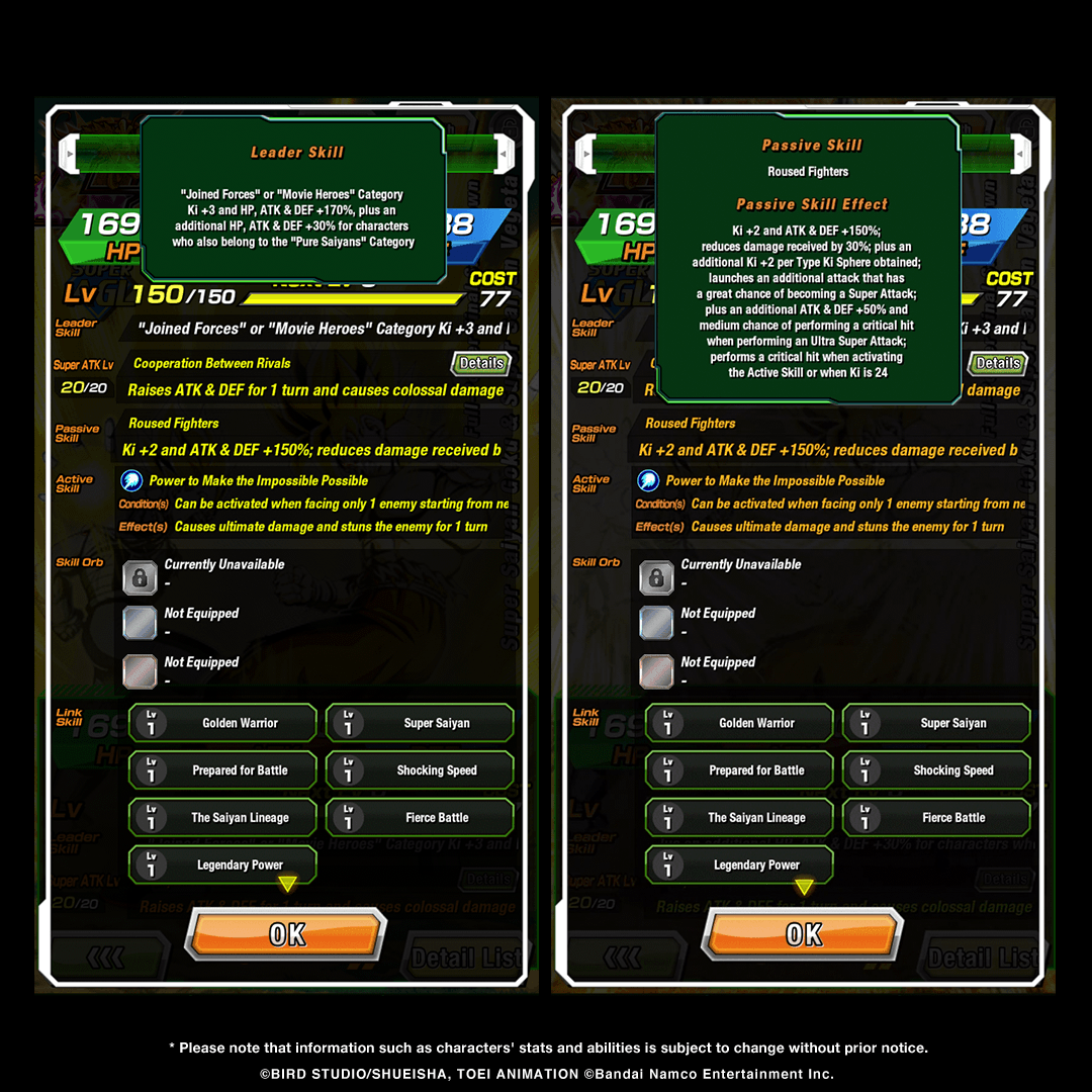 dokkan_global's tweet photo. (2/2)
First-hand information on LR [Full-Power Final Showdown] Super Saiyan Goku &amp; Super Saiyan Vegeta's stats! https://t.co/q2EkFTkFf5