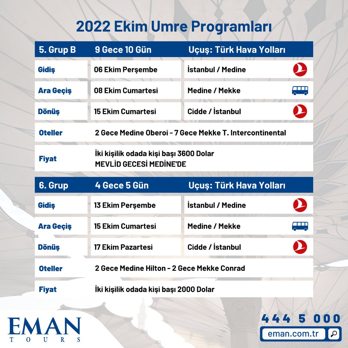 EmanTur's tweet photo. Fiyatlara Dahil Olan Hizmetler:
✔️ Türk Hava Yolları (#THY) tarifeli uçak bileti
✔️ Vize işlemleri
✔️ Yurt dışı çıkış harcı
✔️ Seyahat sigortası
✔️ Transferler
✔️ Belirtilen 5 yıldızlı deluxe otellerde şehir manzaralı iki kişilik odalarda konaklamalar https://t.co/kd59UKtrEJ
