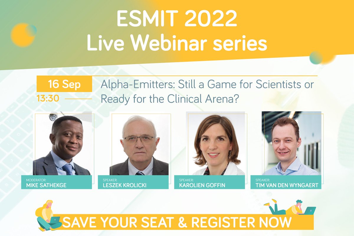 EANM_NucMed's tweet photo. 🤩 Join us for our next Live Webinar this Friday! The webinar will provide an in-depth overview of the use of #alphaemitters for #radionuclide therapy with a special focus on their clinical application in bone metastasis, prostate cancer and glioma. https://t.co/tkSk3JuVOV https://t.co/CeVm1DI7z2